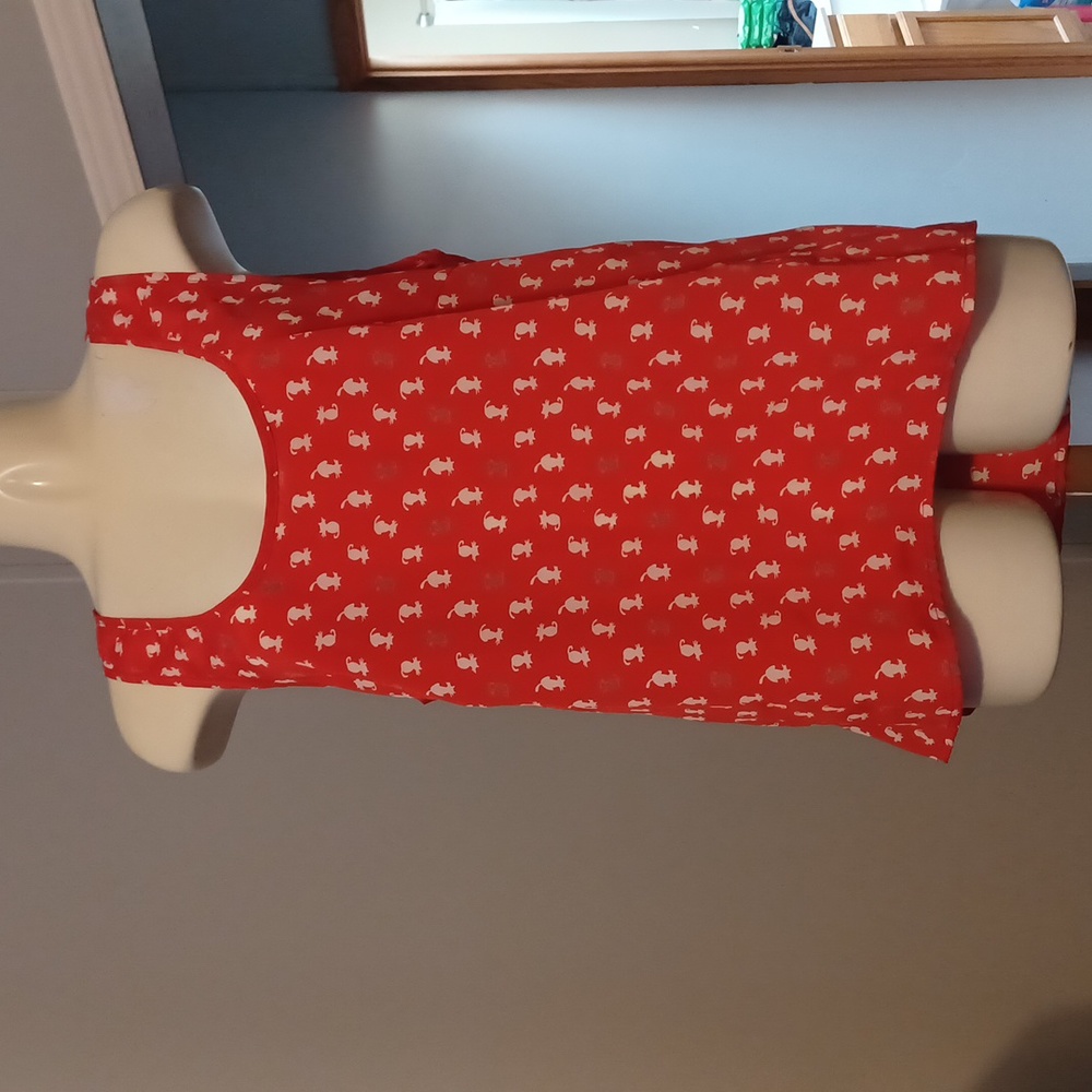 Cute tie back cat tank